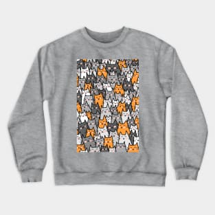 Cat Party - Gray Orange Crewneck Sweatshirt